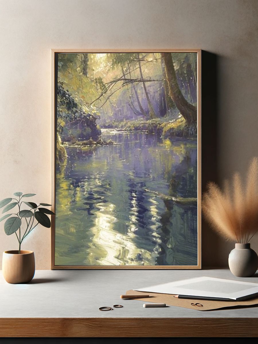 Misty Forest Stream Fine-Art Print. — room view 2