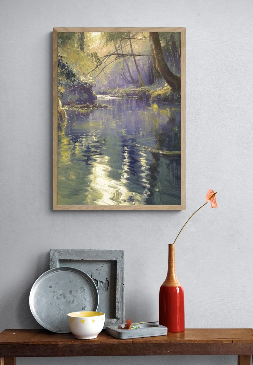 Misty Forest Stream Fine-Art Print. — room view 3
