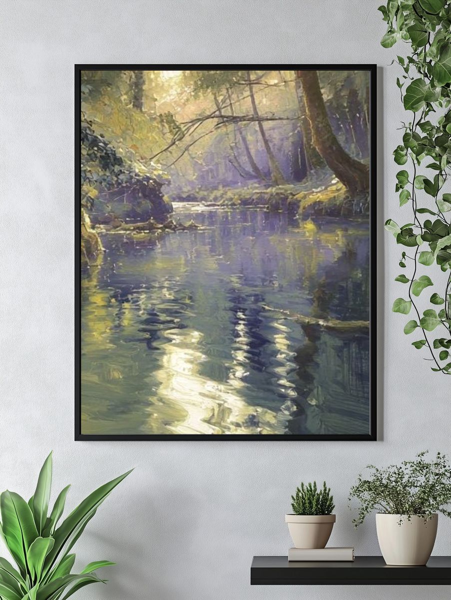 Misty Forest Stream Fine-Art Print. — room view 4