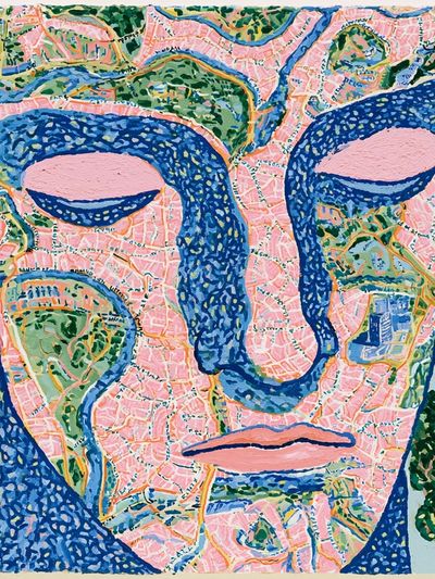 Abstract Face Contemporary Print.