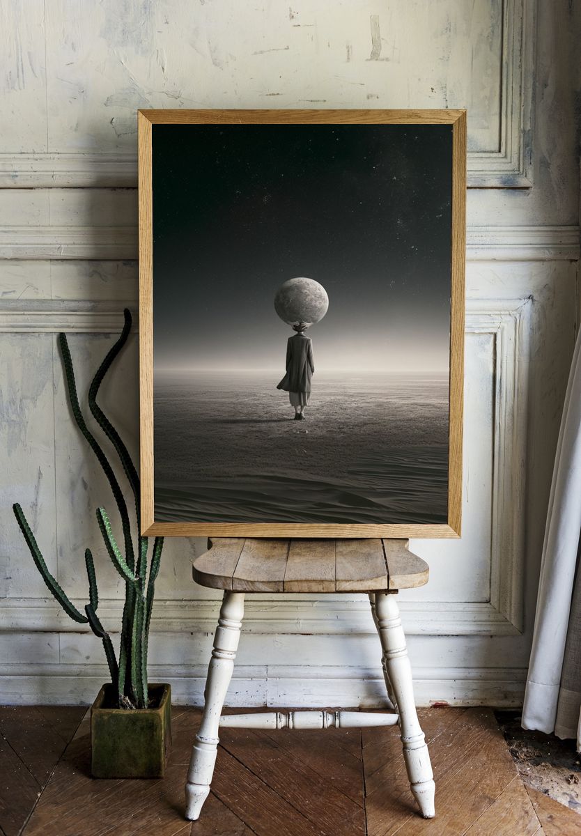 Moonlit Surreal Figure Poster. room preview