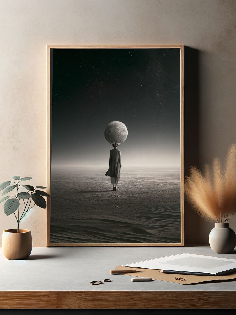 Moonlit Surreal Figure Poster. — room view 2