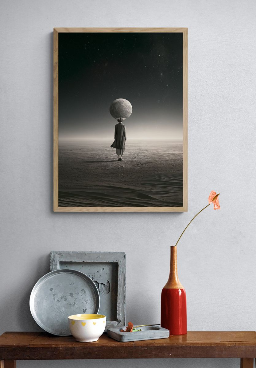 Moonlit Surreal Figure Poster. — room view 3