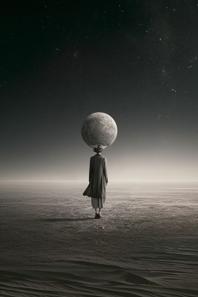 Moonlit Surreal Figure Poster.