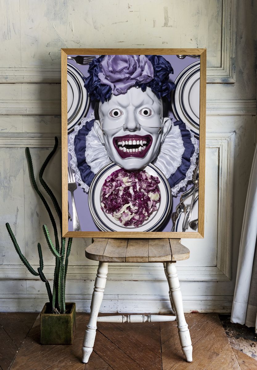 Surreal Dinner Table Portrait Print. room preview