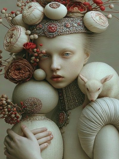 Surreal Floral Portrait Print. poster