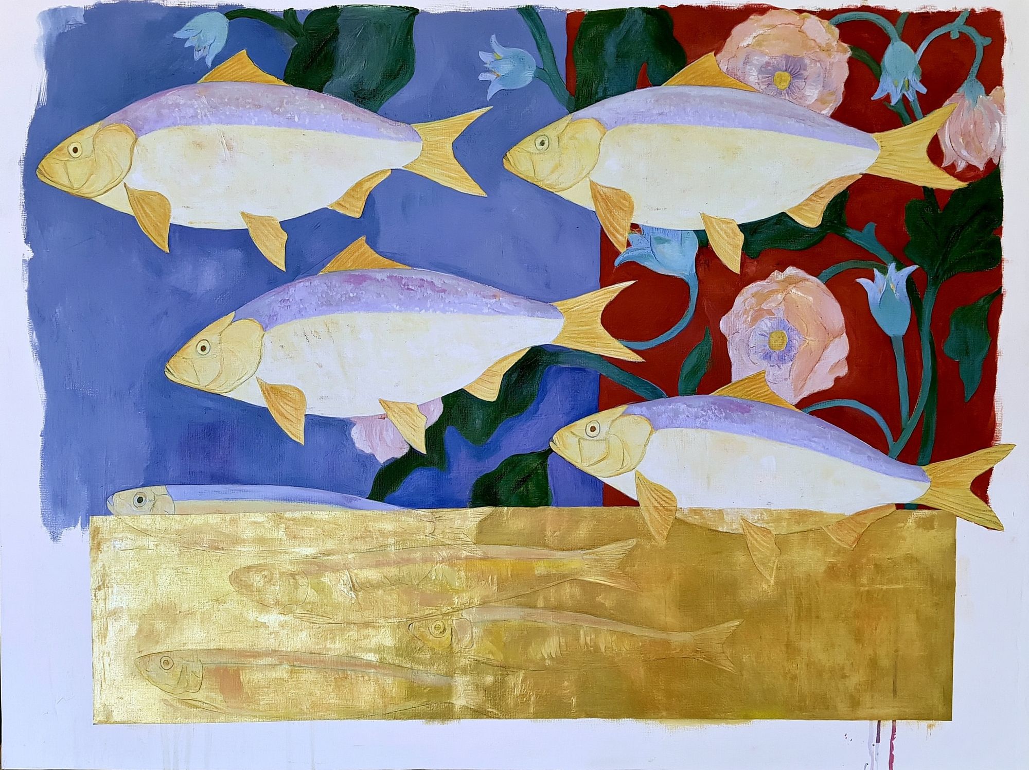 Fish and Flowers Contemporary Print. poster — fine-art art