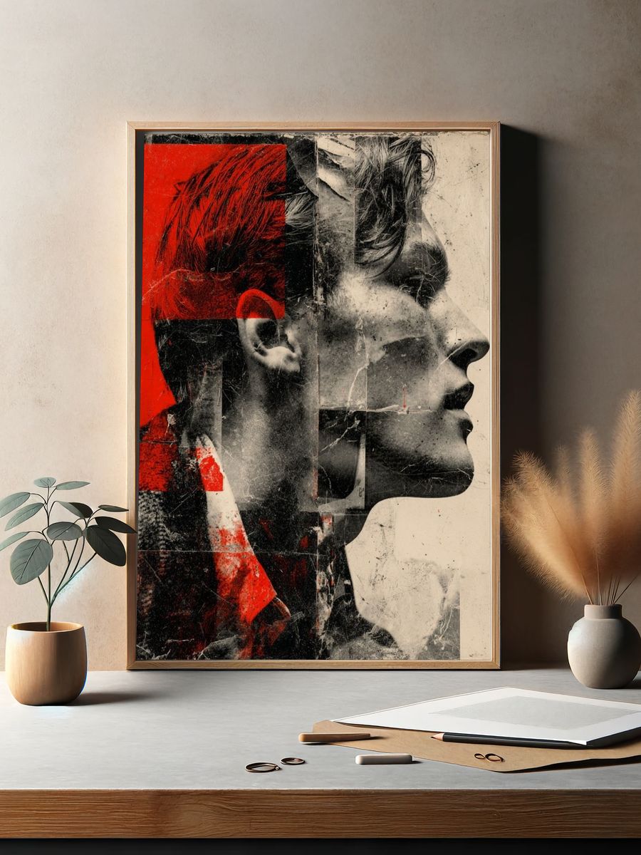 Red Profile Collage Print. — room view 2