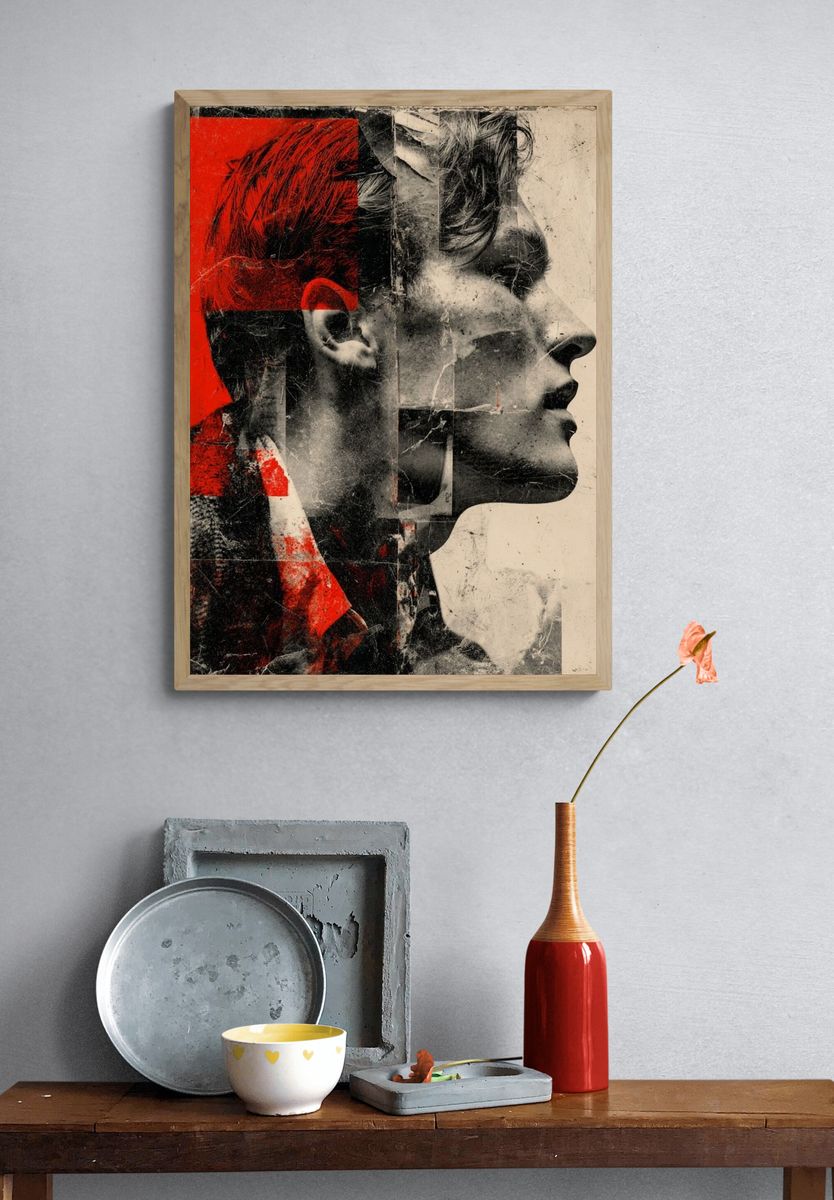 Red Profile Collage Print. — room view 3