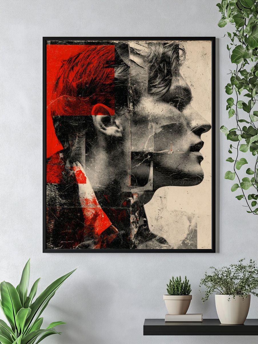 Red Profile Collage Print. — room view 4