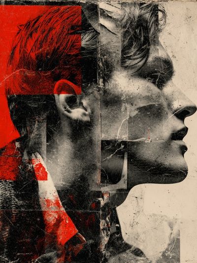 Red Profile Collage Print.