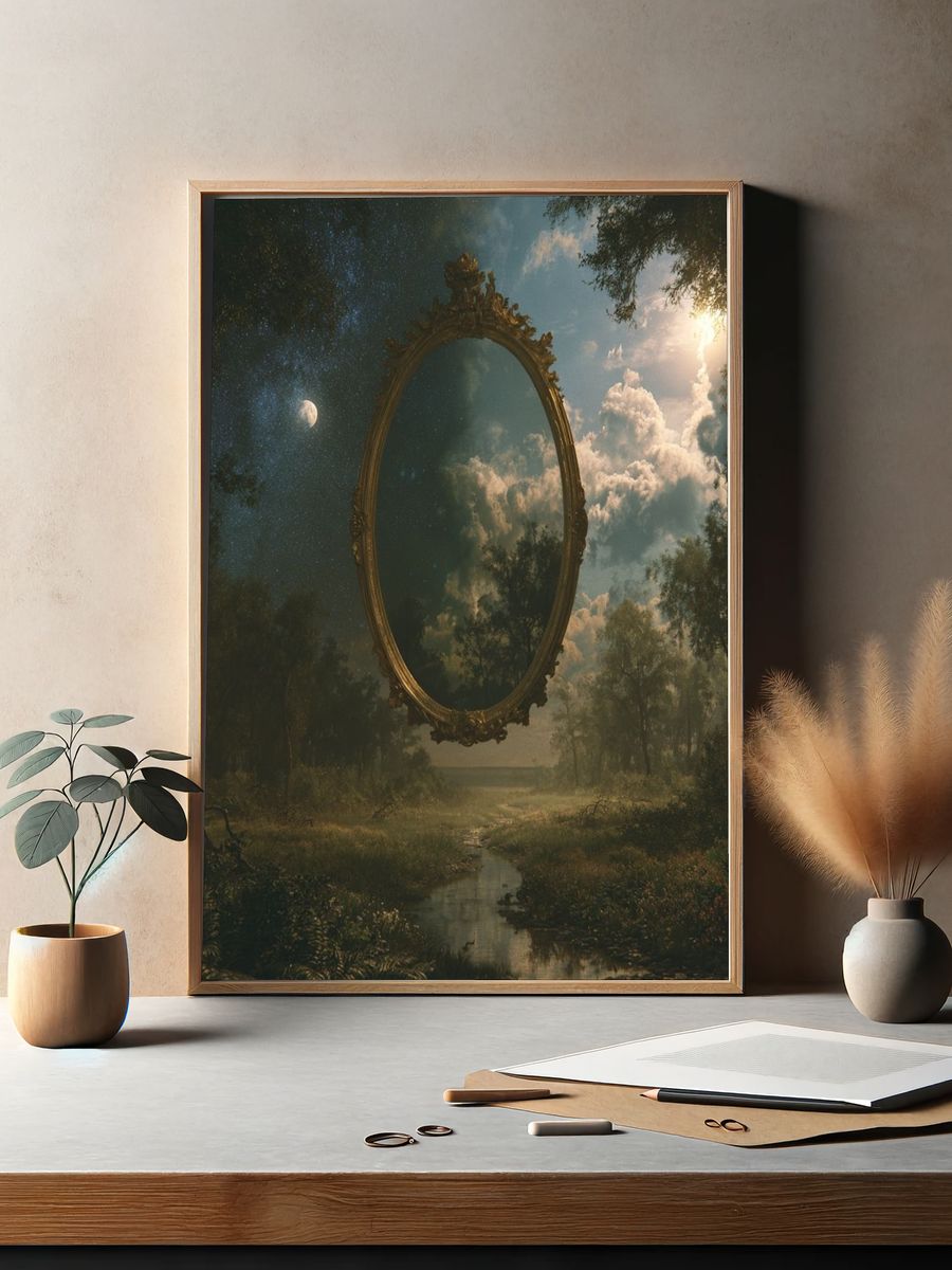 Surreal Forest Mirror Print. — room view 2