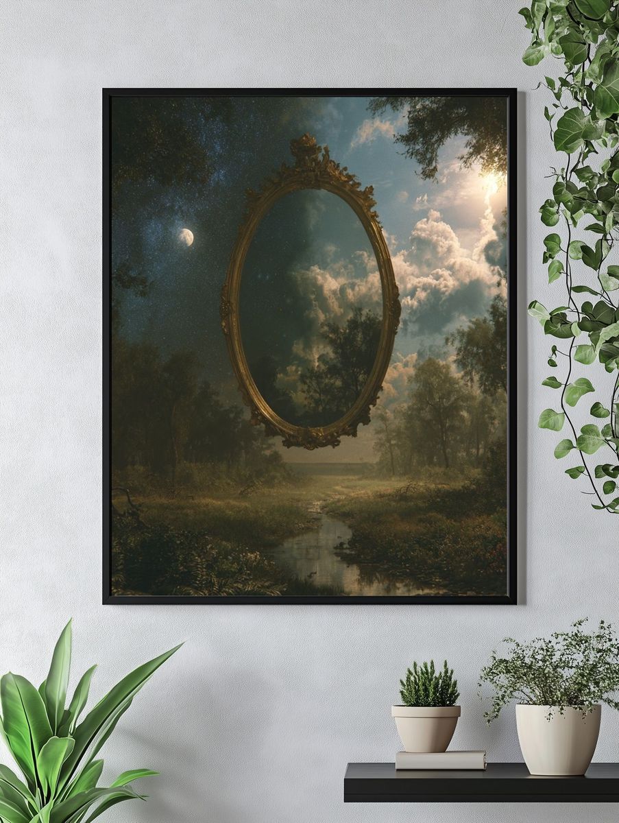 Surreal Forest Mirror Print. — room view 4