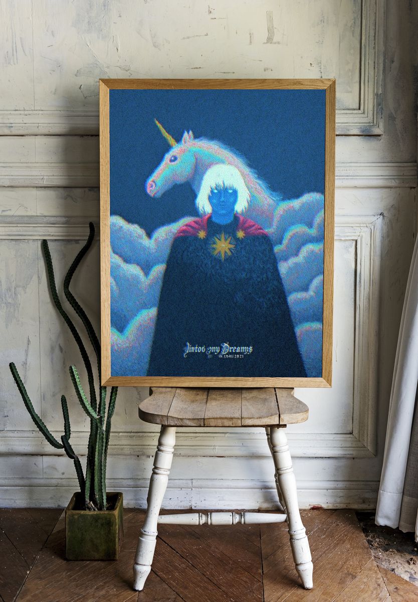 Unicorn Dreams Surrealism Poster. — room view 1