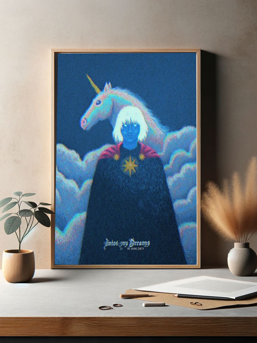 Unicorn Dreams Surrealism Poster. — room view 2
