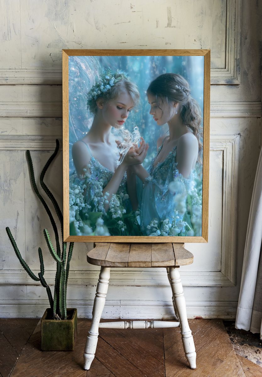 Dreamy Floral Portrait Print. room preview