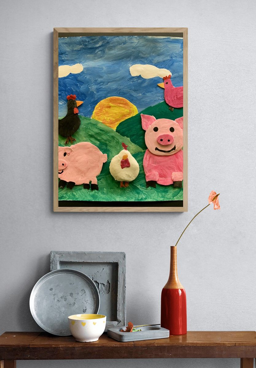 Farm Animals Sunset Poster. — room view 3