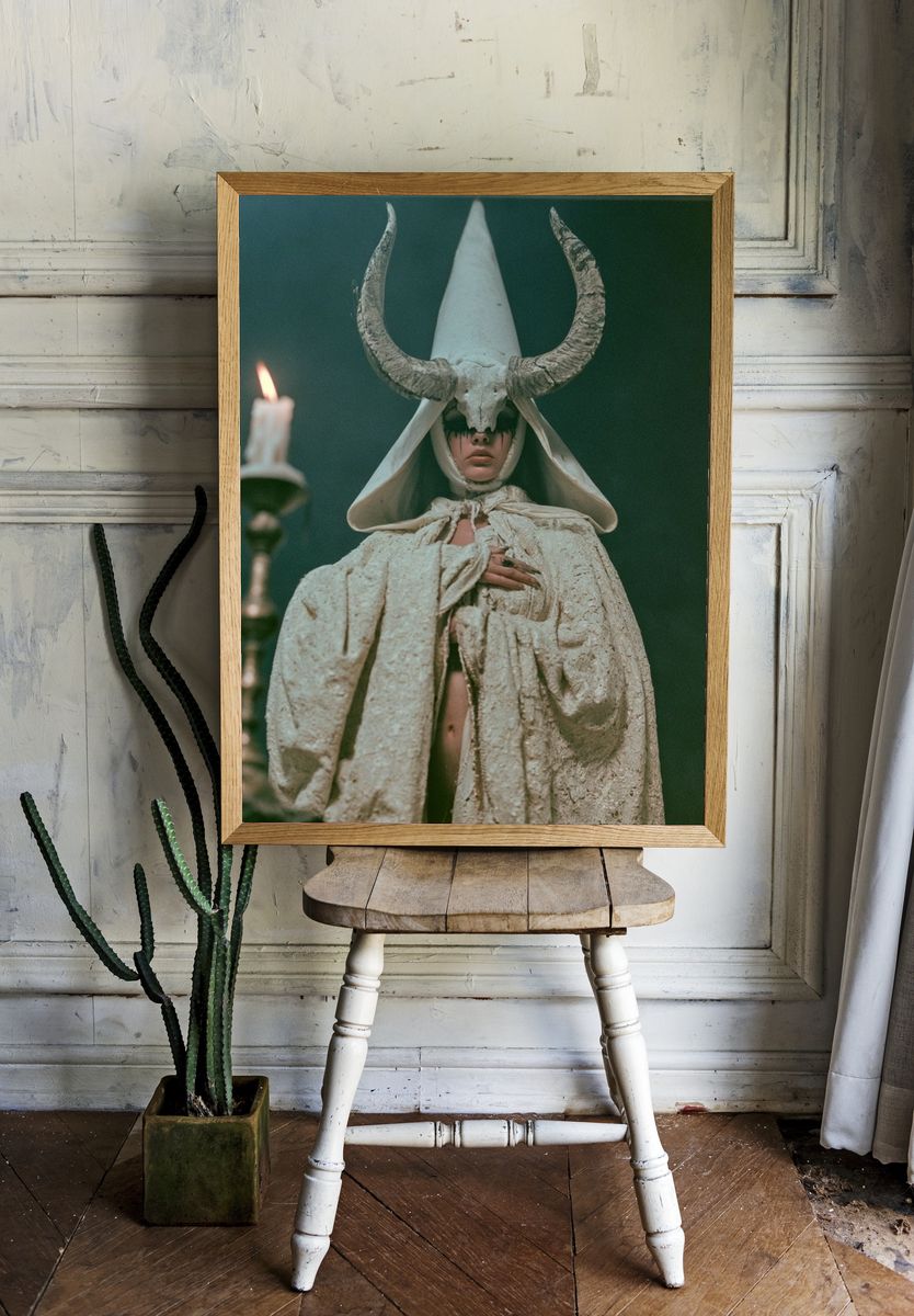 Horned Ritual Portrait Print. room preview