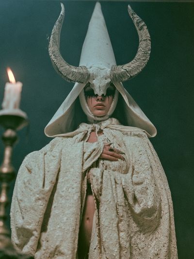 Horned Ritual Portrait Print. poster