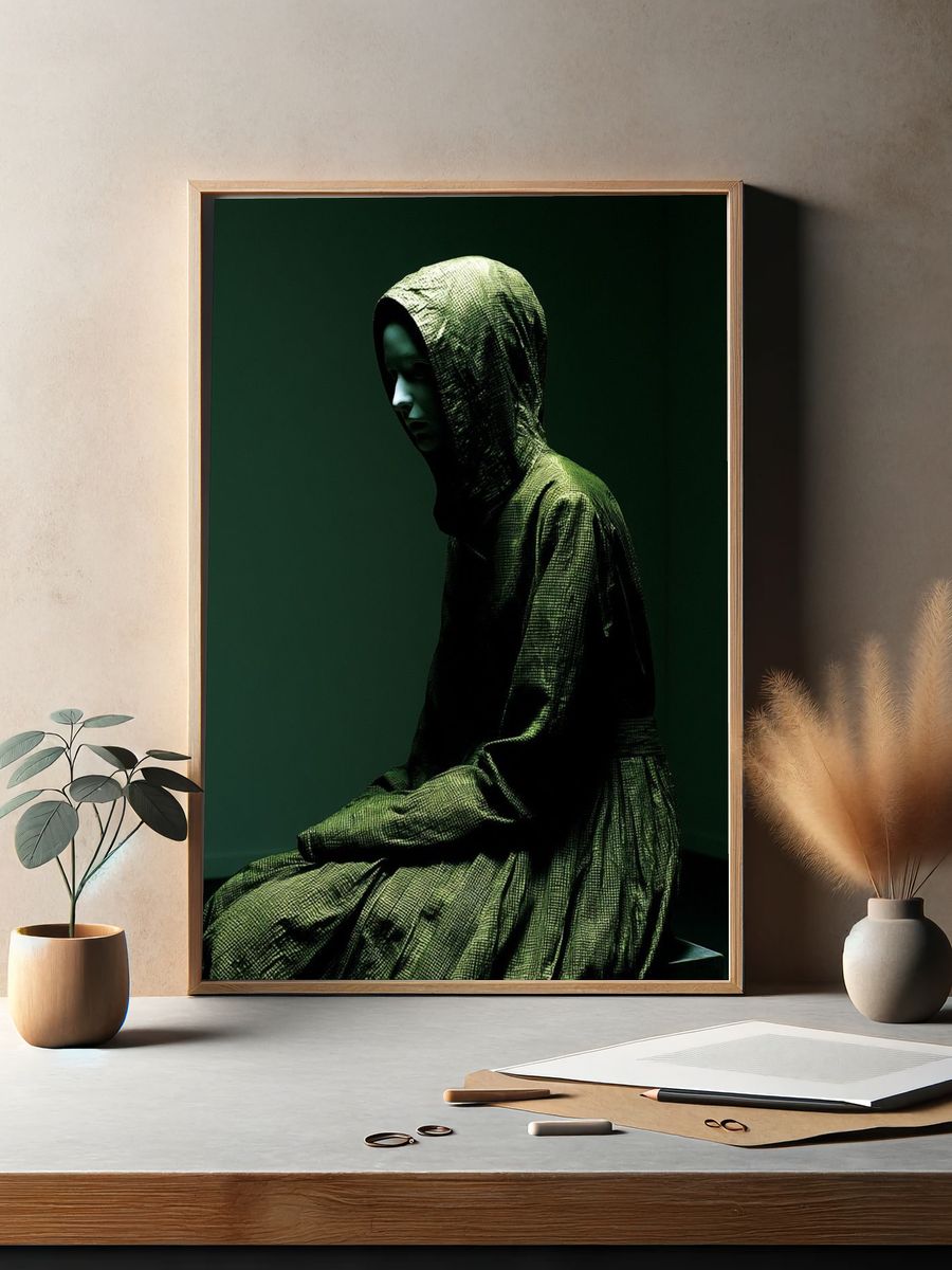 Hooded Figure Portrait Print. — room view 2