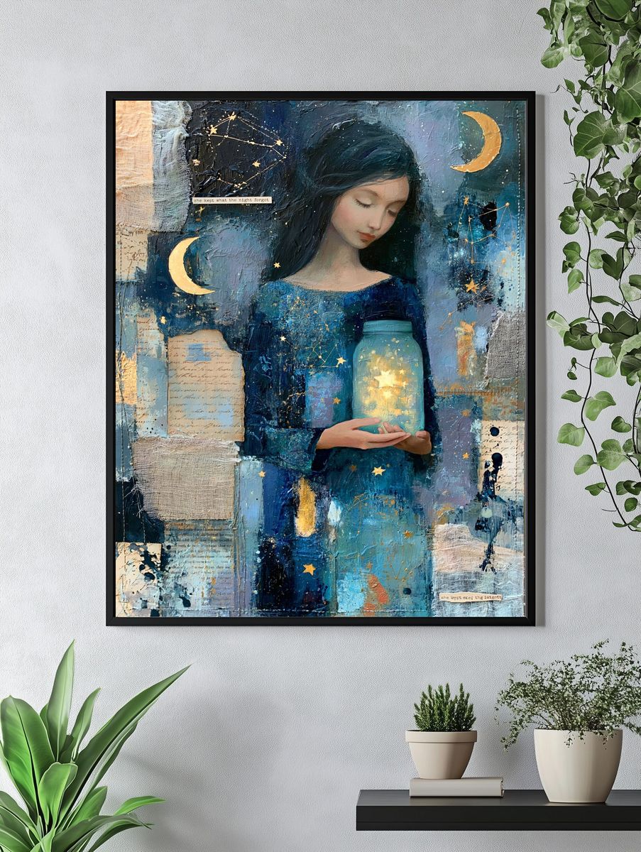 Celestial Girl with Lantern Print. — room view 4