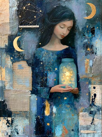 Celestial Girl with Lantern Print.