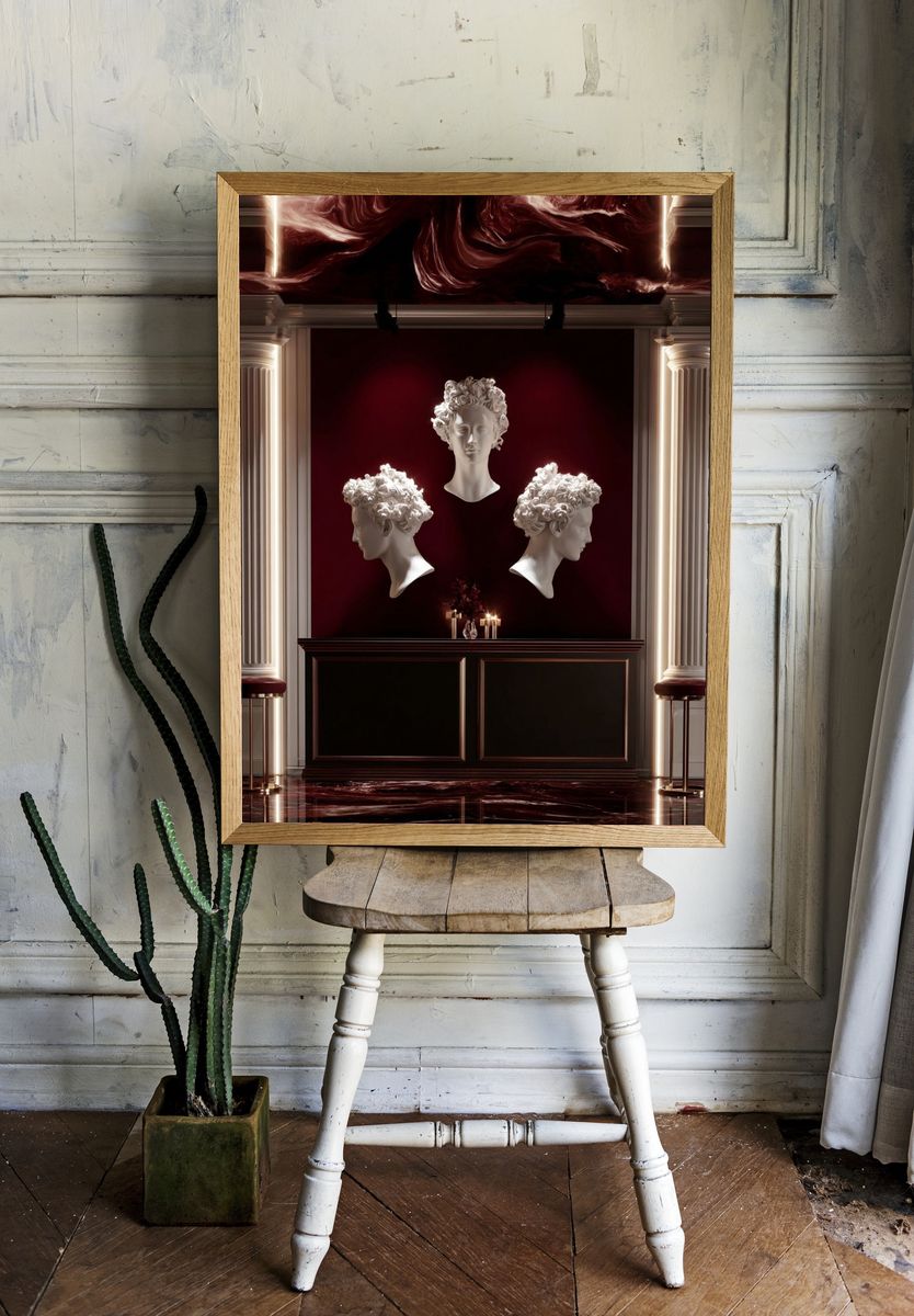 Classical Busts Surrealism Print. — room view 1