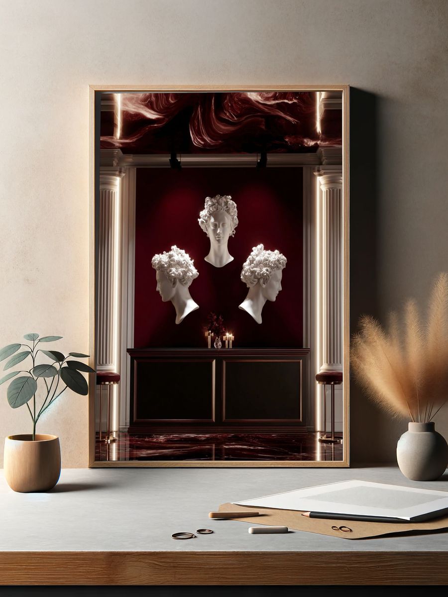 Classical Busts Surrealism Print. — room view 2