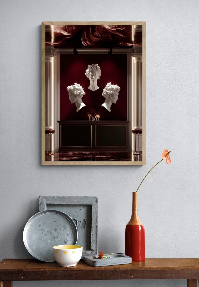 Classical Busts Surrealism Print. — room view 3