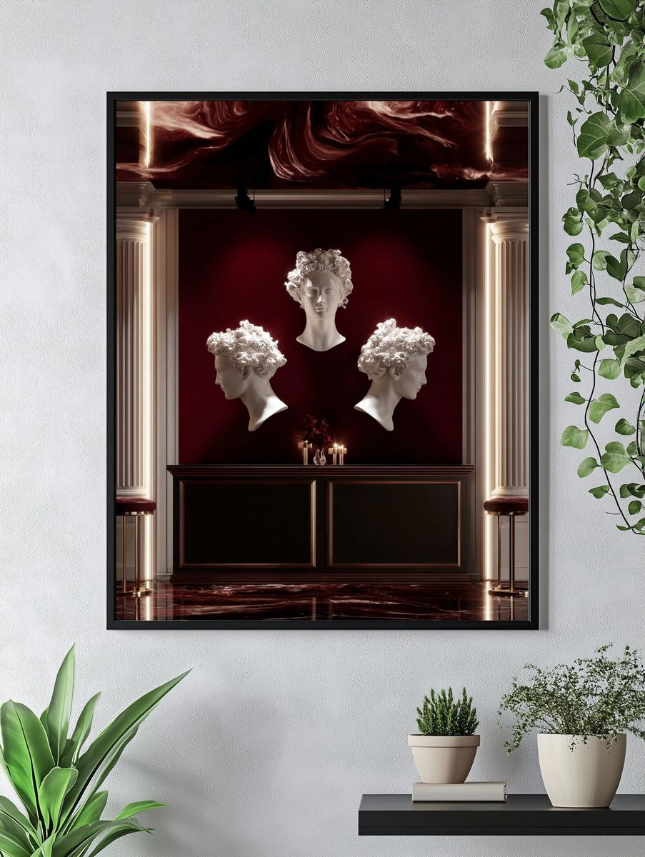 Classical Busts Surrealism Print. — room view 4