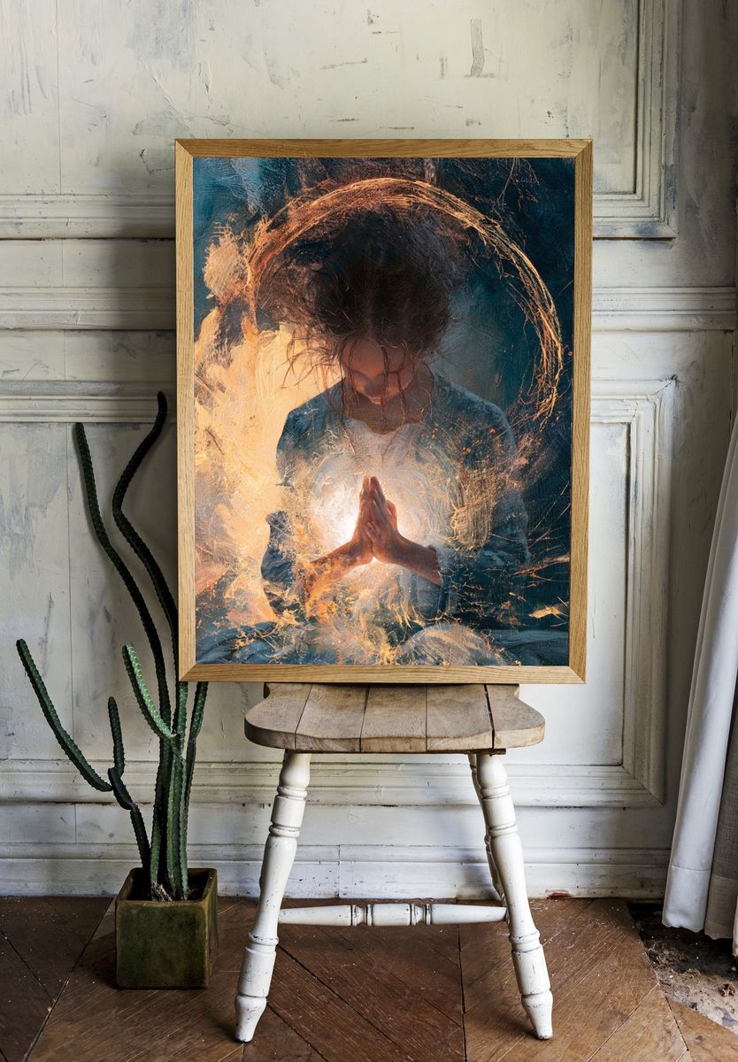 Meditative Light Figure Print. room preview