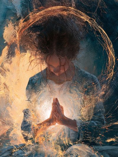 Meditative Light Figure Print. poster
