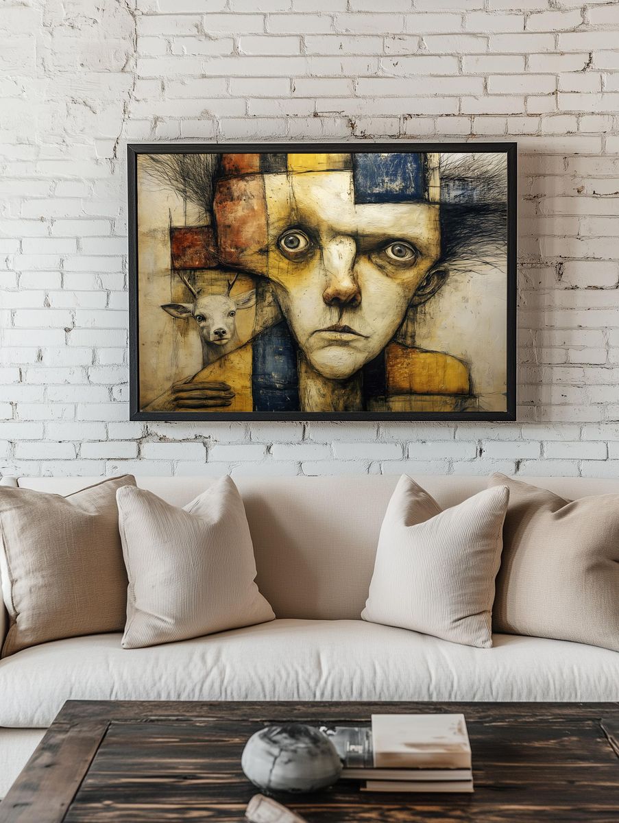 Surreal Deer Portrait Fine-Art Poster. — room view 1