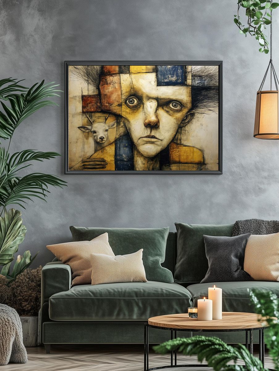 Surreal Deer Portrait Fine-Art Poster. — room view 4