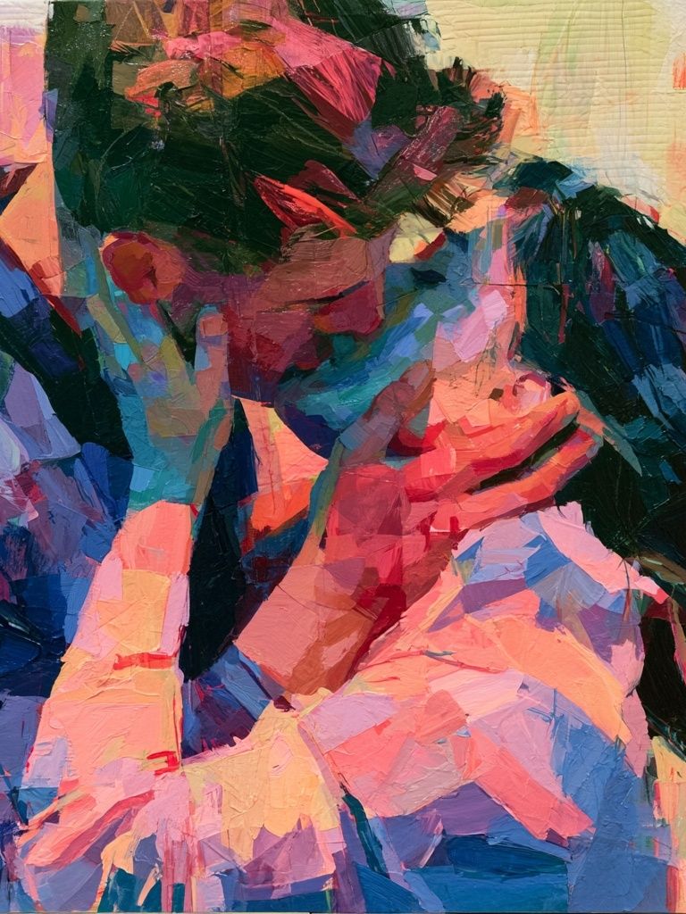 Abstract Couple Embrace Poster. poster — fine-art art