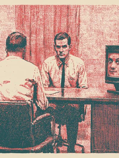 Surreal Office Reflection Print. poster