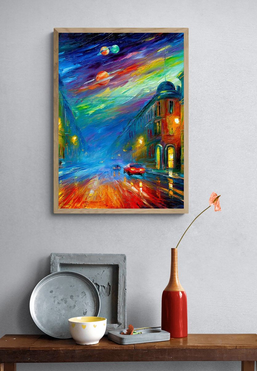 Neon City Street — Fine-Art Print. — room view 3