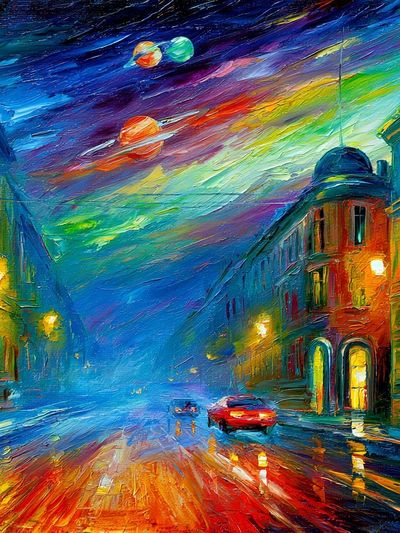Neon City Street — Fine-Art Print.