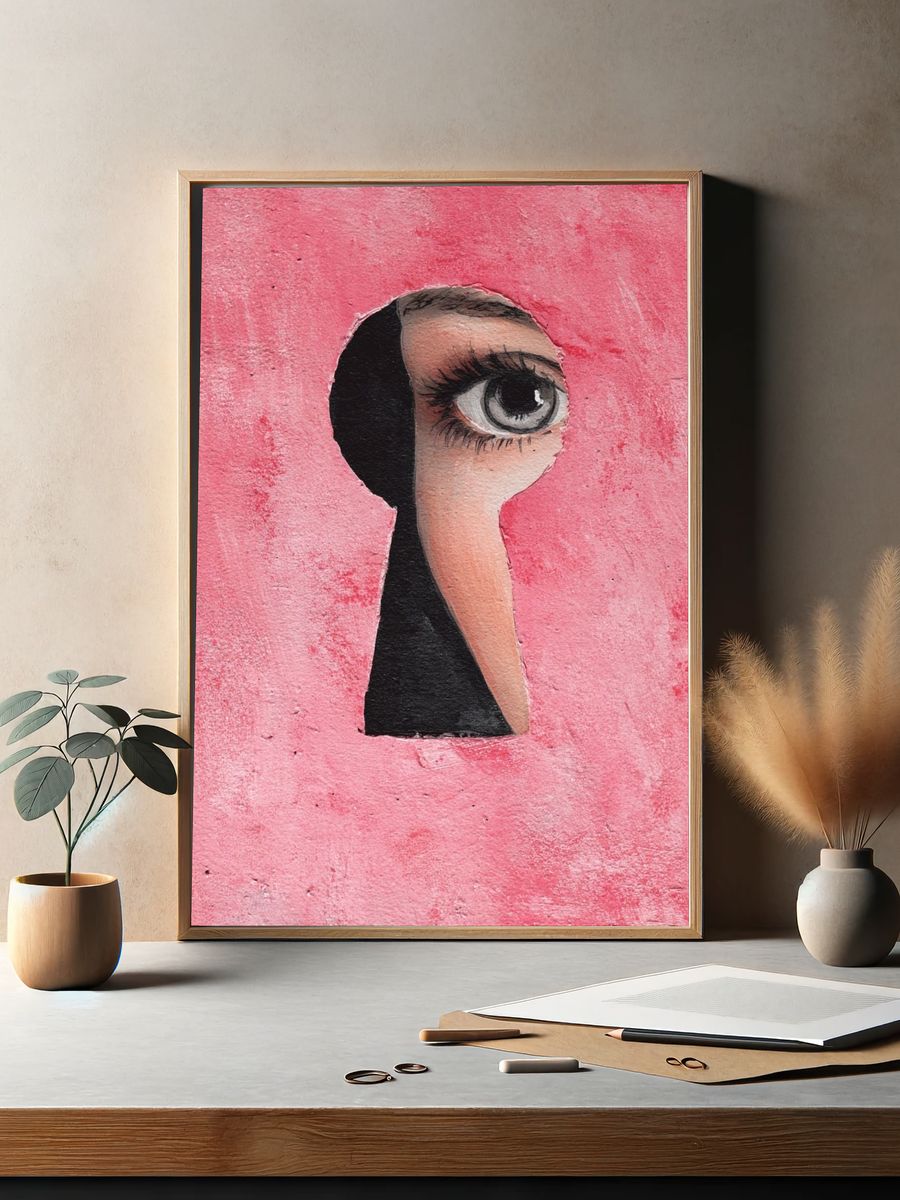 Keyhole Eye Surrealism Print. — room view 2