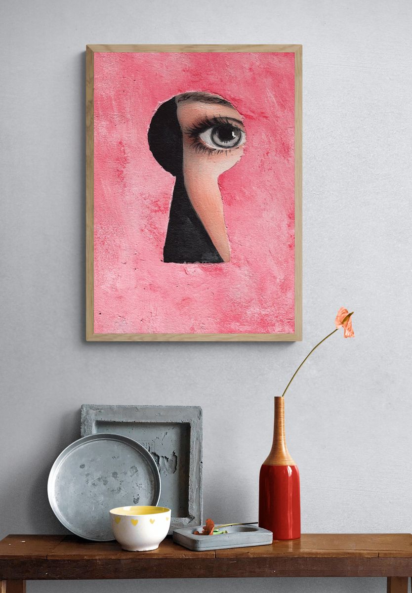 Keyhole Eye Surrealism Print. — room view 3