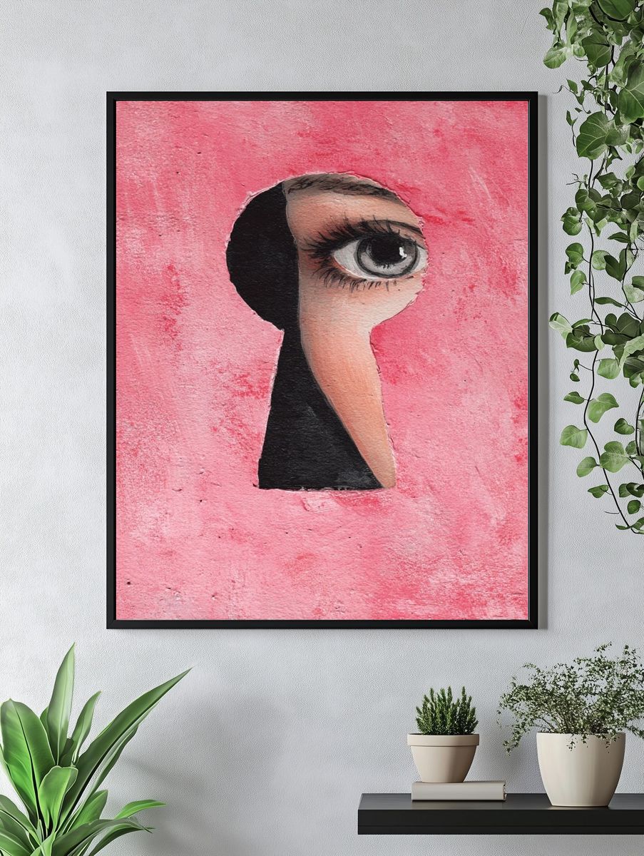 Keyhole Eye Surrealism Print. — room view 4