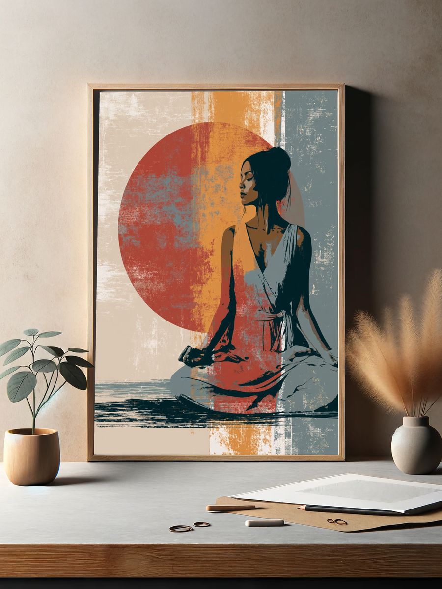 Meditative Woman Contemporary Print. — room view 2