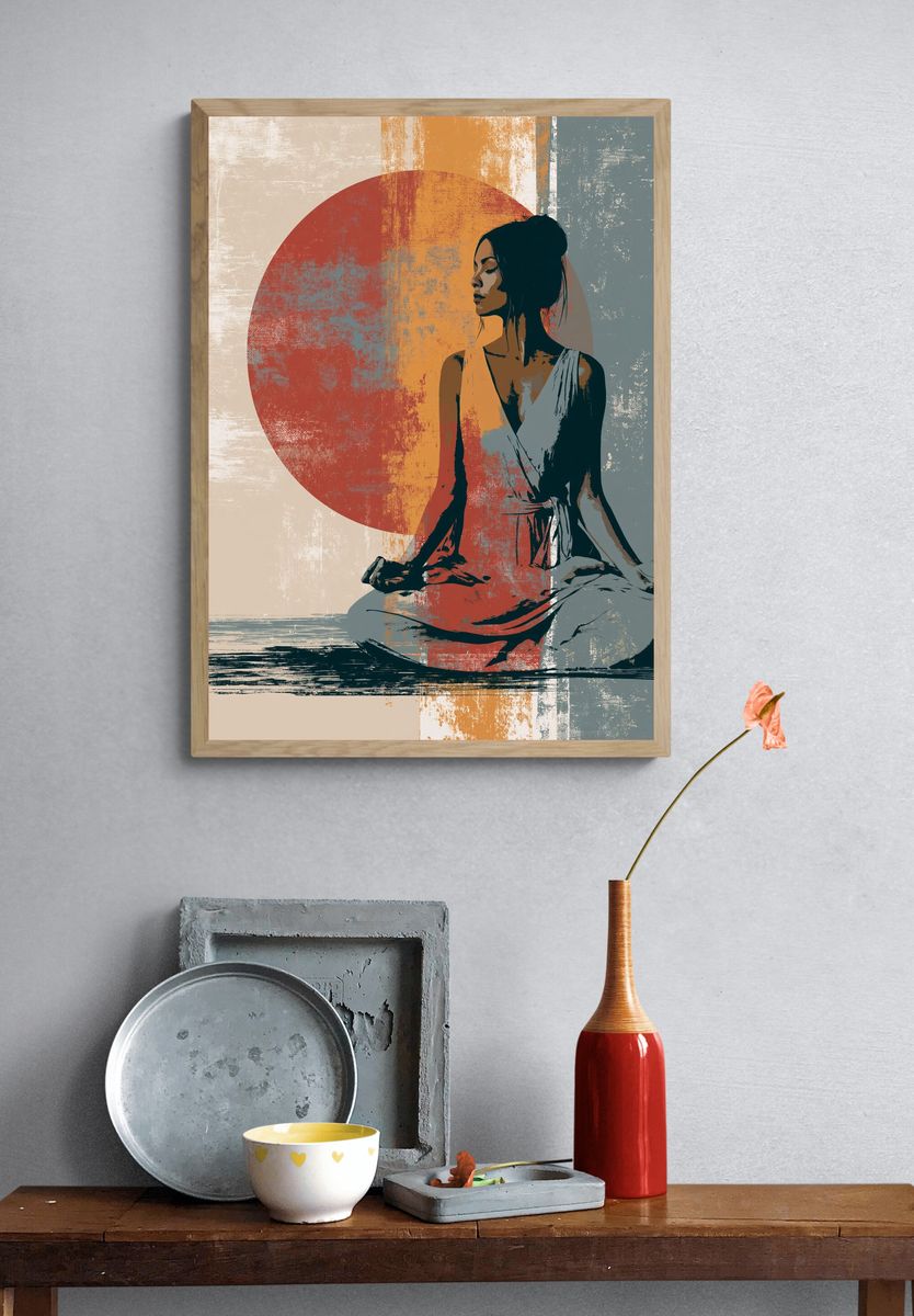 Meditative Woman Contemporary Print. — room view 3