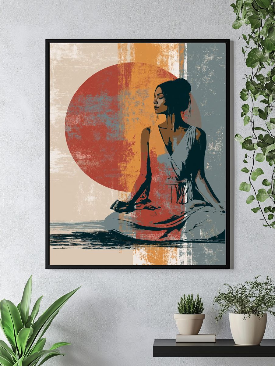 Meditative Woman Contemporary Print. — room view 4