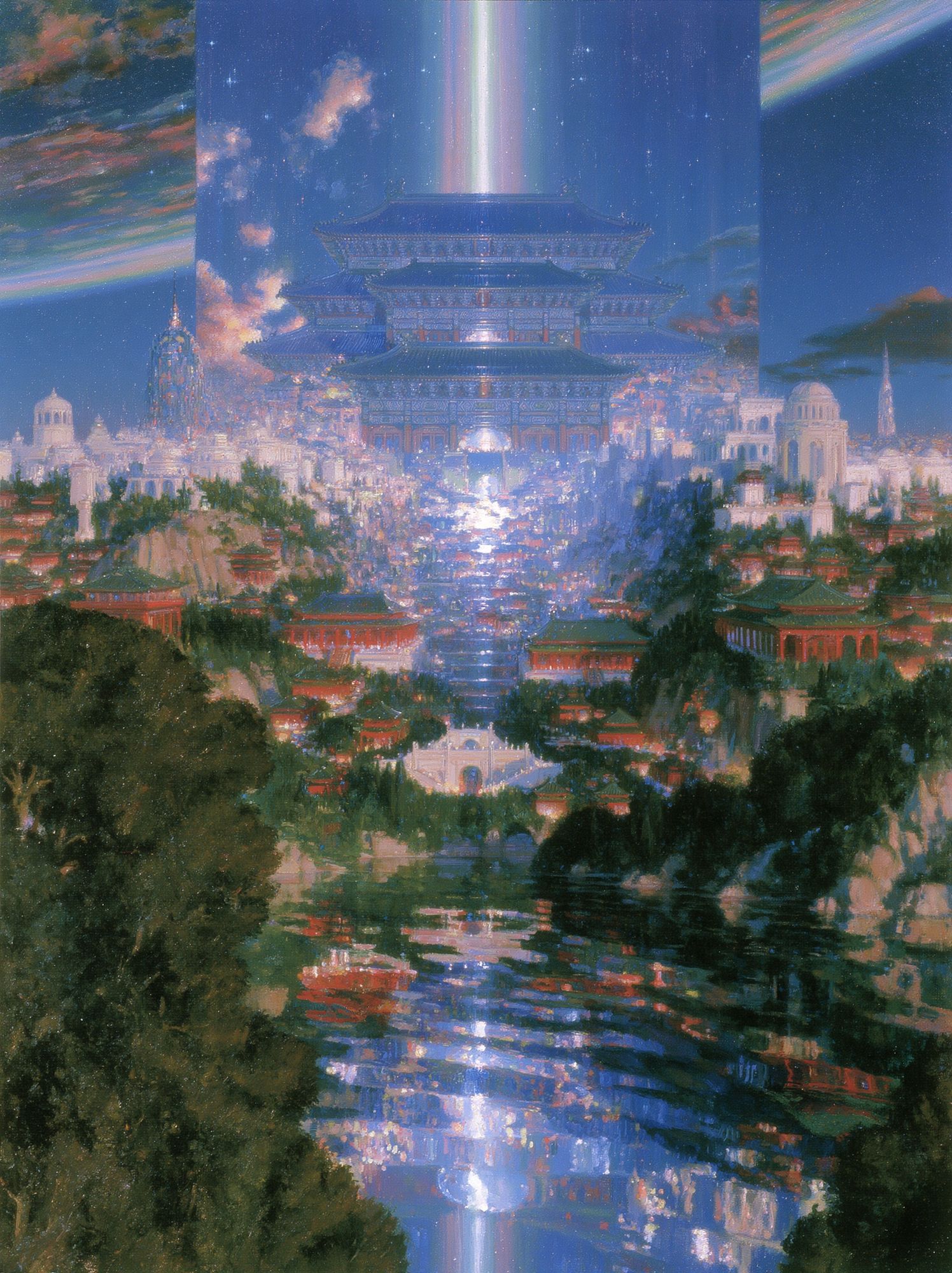 Celestial Temple Cityscape Print. poster detail