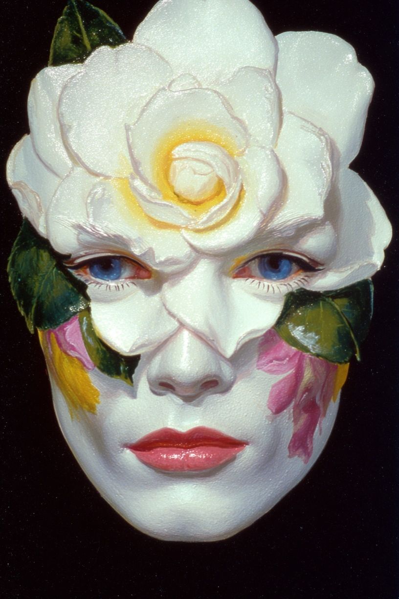 Floral Mask Portrait Print. poster — fine-art art