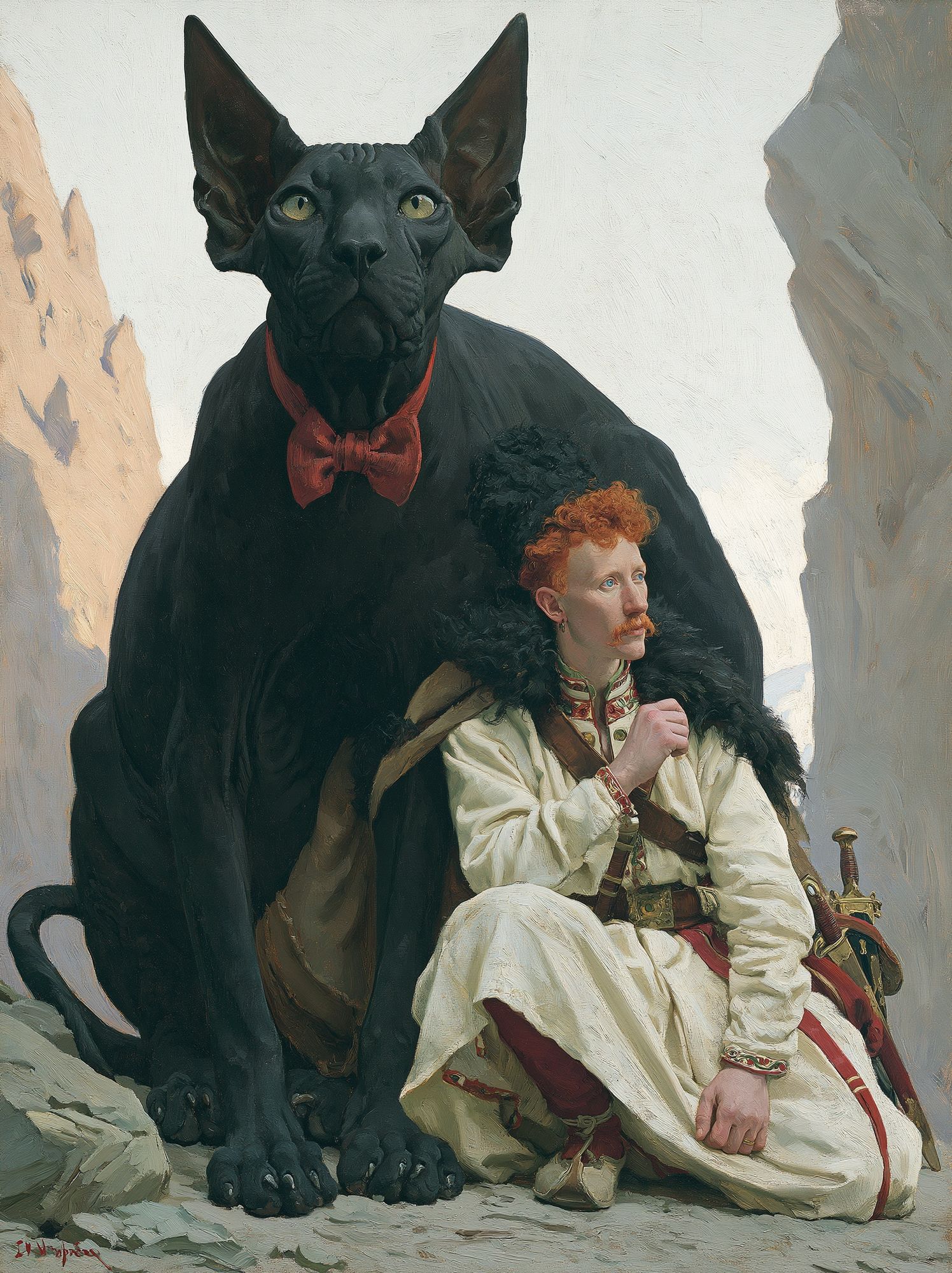 Black Cat and Warrior Fine-Art Poster. poster — fine-art art