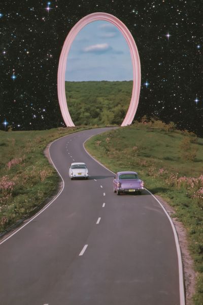 Surreal Cosmic Road Trip Poster.