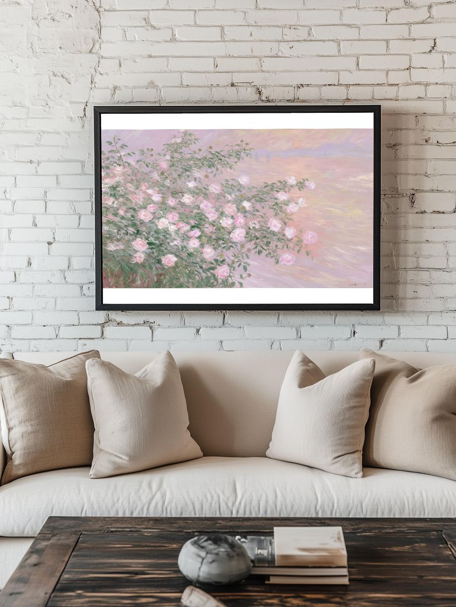Pastel Rose Garden Print. — room view 1