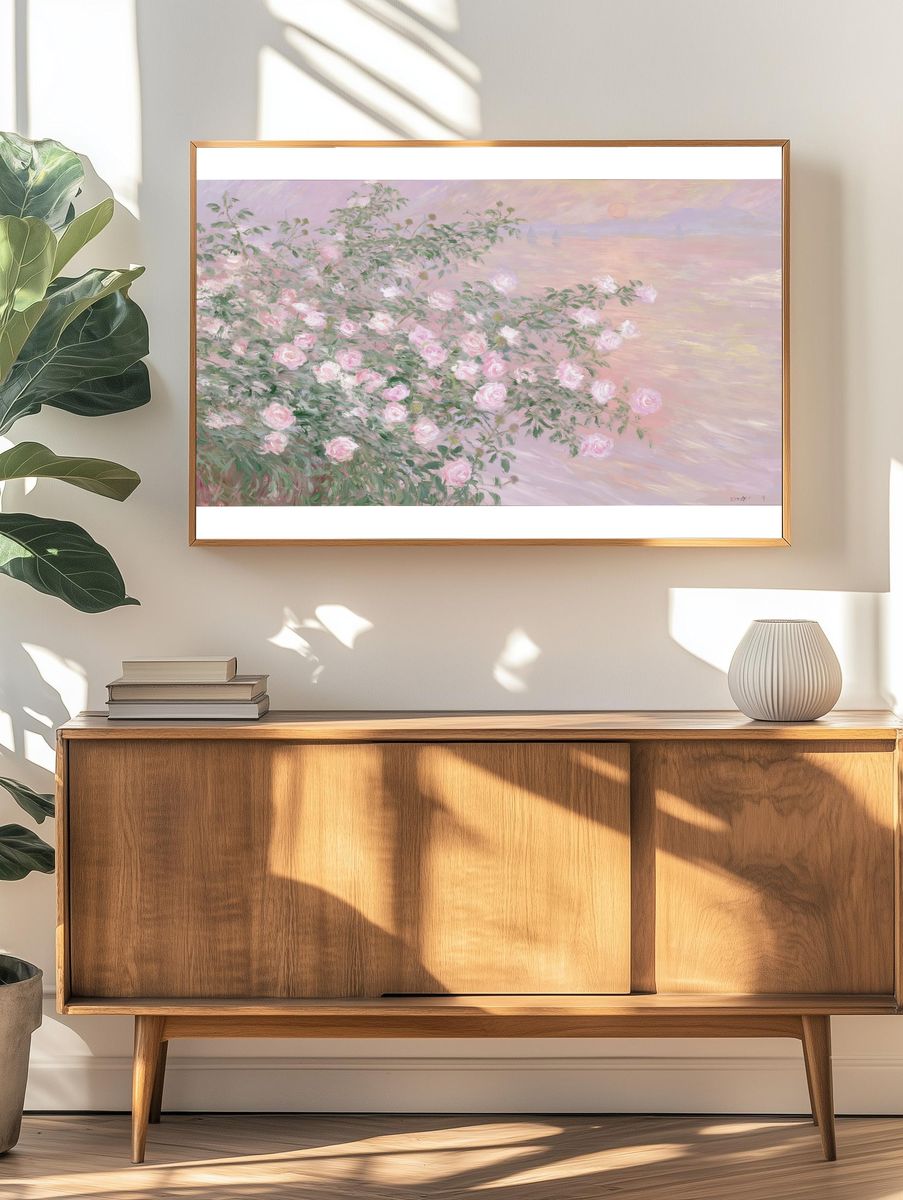 Pastel Rose Garden Print. — room view 3